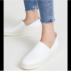 Vince Saxon 2 Leather Platform Slip On White Soft Sneaker Womens US 6.5